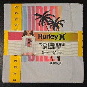HURLEY GIRLS YOUTH LONG SLEEVE UPF SWIM TOP SIZE 5/6 NEW